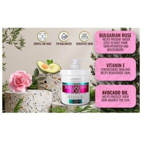 Advanced Clinicals Bulgarian Rose Oil Cream Anti-Aging Rescue for Face, Hands, Neck. Spa Size 16oz - Image 2