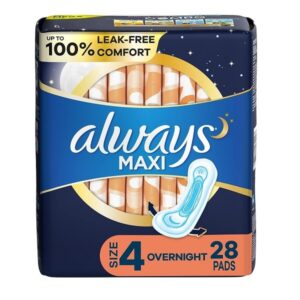 Always Maxi Size 4 Feminine Pads without Wings Overnight Absorbency Unscented 28 Count - Image 1