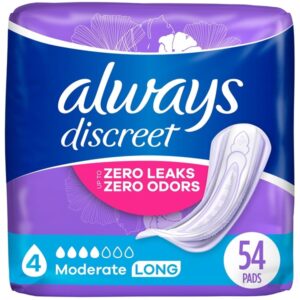 Always Discreet, Incontinence Pads, Moderate, Long Length, 54 Count (Packaging May Vary) - Image 1