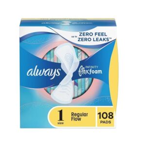 Always Infinity Pads, Regular Absorbency, With Wings, 36 Count (Pack of 3) - Image 1