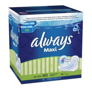 Always Maxi Long Super Pads With Wings, 90 Count - Image 1