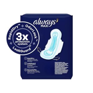 Always Maxi Overnight Extra Heavy Flow with Wings, Unscented Pads 20 Count - Image 2