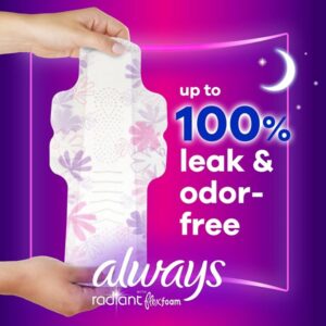 Always Radiant Overnight Pads with Wings, Scented, 22 Count - Image 2