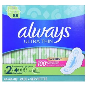 Always Ultra Thin Unscented Pads with Wings Long/Super 88 Count - Image 1