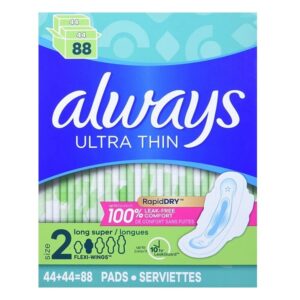 Always Ultra Thin Unscented Pads with Wings Long/Super 88 Count - Image 3