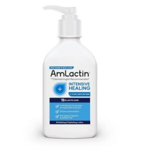 AmLactin Rapid Relief Restoring Lotion + Ceramides | 24-Hr Dry Skin Relief | Powerful Alpha-Hydroxy Therapy Gently Exfoliates | Lactic Acid (AHA) Restores Rough Flaky Dry Skin | Paraben-Free 7.9 oz. - Image 1
