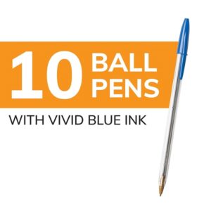 BIC Cristal Xtra Smooth Ballpoint Pen, Medium Point (1.0mm), Blue, 10-Count - Image 2