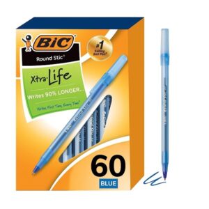 BIC Round Stic Xtra Life Ball Pen - Pack of 60, Blue - Image 1