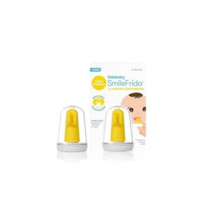 Baby's First Toothbrush with Case, Silicone, BPA-Free - SmileFrida The Finger Toothbrush by Fridababy, Cleans Teeth and Gums with Double-Sided Brush for Babies 3 Months. - Image 1