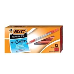 BIC Corporation Gsmg11Rd Ultra Round Stic Grip Ballpoint Stick Pen Red Ink Medium Dozen - Image 1