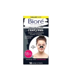 Biore Charcoal, Deep Cleansing 18 Nose Strips for Blackhead Removal on Oily Skin, with Instant Pore Unclogging, features Natural Charcoal (Packaging May Vary) - Image 1