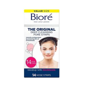 Biore Original, Deep Cleansing Pore Strips, 14 Nose Strips for Blackhead Removal, with Instant Pore Unclogging, features C-Bond Technology, Oil-Free, Non-Comedogenic Use - Image 1