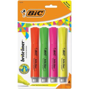 Brite Liner Highlighter with Rubber Grip, Chisel Tip, Assorted, Pack of 4 - Image 1