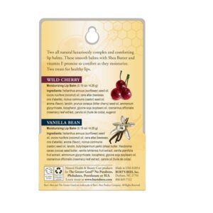 Burt's Bees 100 Natural Moisturizing Lip Balm, Wild Cherry and Vanilla Bean - 2 Tubes - Image 6