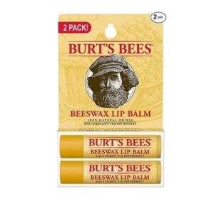 Burt's Bees 100% Natural Moisturizing Lip Balm, Beeswax, 2 Tubes in Blister Box - Image 1