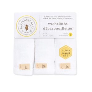Burt's Bees Baby 100% Organic Cotton Set of Six Washcloths, Cloud - Image 2