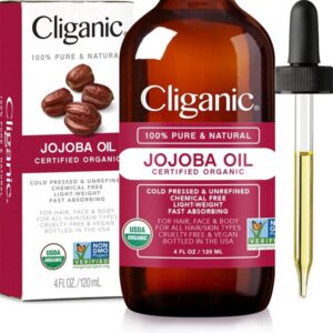 Cliganic USDA Organic Jojoba Oil, 100% Pure (4oz Large) | Natural Cold Pressed Unrefined Hexane Free Oil for Hair & Face | Base Carrier Oil | Cliganic 90 Days Warranty - Image 1