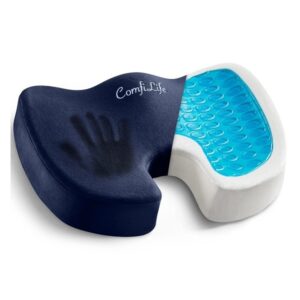 ComfiLife Gel Enhanced Seat Cushion for Desk Chair – Premium Gel + Memory Foam Office Chair Cushion, Car Seat Cushion for Driving, Gaming – Chair Cushions for Back & Sciatica Pain Relief (Navy) - Image 1