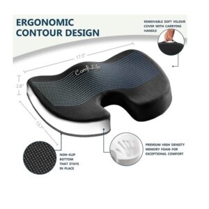 ComfiLife Premium Comfort Seat Cushion - Non-Slip Orthopedic 100% Memory Foam Coccyx Cushion for Tailbone Pain - Cushion for Office Chair Car Seat - Back Pain & Sciatica Relief (Black) - Image 2
