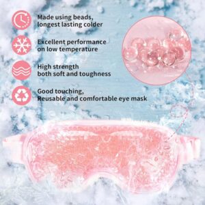 Cooling Ice Gel Eye Mask-Reusable Eye Masks, Sleeping Mask with Plush Backing for Headache, Puffiness, Allergies, Migraine, Stress Relief (Pink) - Image 2
