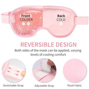 Cooling Ice Gel Eye Mask-Reusable Eye Masks, Sleeping Mask with Plush Backing for Headache, Puffiness, Allergies, Migraine, Stress Relief (Pink) - Image 4