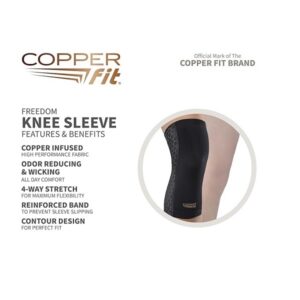 Copper Fit Plus Size Freedom Knee Compression Sleeve, Black, Small - Image 2