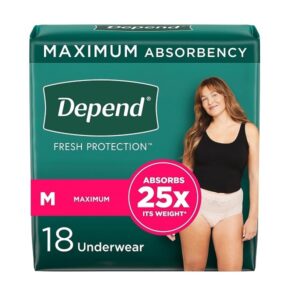 Depend FIT-FLEX Incontinence Underwear for Women, Disposable, Maximum Absorbency, M, Blush, 18 Count - Image 1
