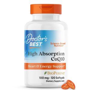 Doctor's BEST High Absorption Coq10 With Bioperine, 100 Mg, 120 Softgels - Image 1