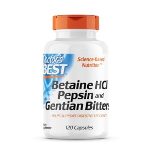 Doctor's Best Betaine Hcl Pepsin & Gentian Bitters (Support Digestive Health) - 120 Caps - Image 1