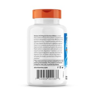Doctor's Best Betaine Hcl Pepsin & Gentian Bitters (Support Digestive Health) - 120 Caps - Image 3