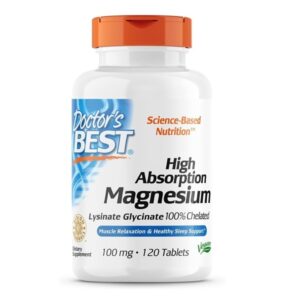 Doctor'S Best High Absorption Chelated Magnesium (Muscle Relaxation & Healthy Sleep Support) - 120 Tablets - Image 1