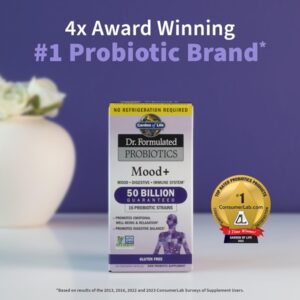 Garden of Life Probiotic and Mood Supplement - Dr. Formulated Mood+ for Digestive and Gut Health, Shelf Stable, 60 Capsules - Image 2