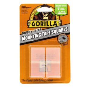 Gorilla Tough & Clear Double Sided Mounting Tape Squares, 24 1 Pre-Cut Squares, Clear, (Pack of 1) - Image 1