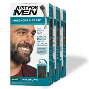 Just For Men Color Gel Mustache and Beard Color, 68g - Dark Brown M45 pck of 3 - Image 1