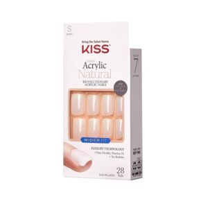 KISS Salon Acrylic Wider Fit Natural Fake Nails, ‘Rare’, 28 Acrylic-Infused, Bubble-Free, Flexible, Durable, False Glue-On Nails - Image 3
