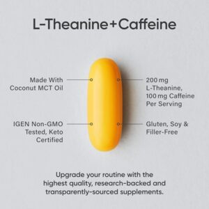 L-Theanine & Caffeine with Coconut MCT Oil ~ Nootropic Supplement for Focused Energy ~ Keto Certified & Non-GMO Verified (60 Softgels) : L-theanine - Image 5