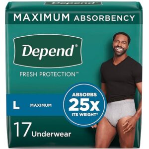 Large, 17: Depend Fit-Flex Incontinence Underwear For Men, Maximum Absorbency, L, Gray, 17 Count (Packaging May Vary) - Image 1