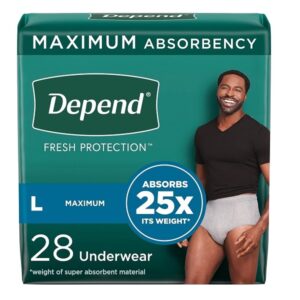 Large, 28: Depend Fit-Flex Incontinence Underwear For Men, Maximum Absorbency, L, Gray, 28 Count (Packaging May Vary) - Image 1