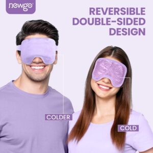 NEWGO Cooling Eye Mask Reusable Gel Eye Mask for Puffy Eyes, Ice Eye Mask Cold Eye Mask Frozen with Plush Backing for Headache, Migraine, Stress Relief - Purple - Image 2