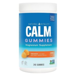 Natural Vitality Calm, Magnesium Citrate Supplement, Stress Relief Gummies, Supports a Healthy Response to Stress, Gluten Free, Vegan, Orange, 240 Gummies - Image 1
