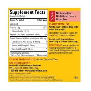 Nature Made Organic Flaxseed Oil 1400 Mg Omega 3 - 6 - 9 100 Liquid Softgels - Image 4
