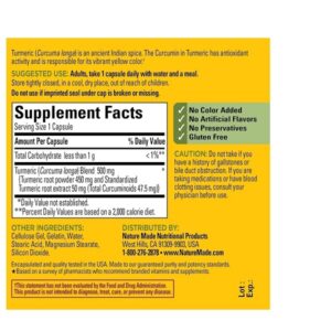 Nature Made Turmeric Antioxidant Herbal Supplement 500 Mg, 60 Capsules - Image 3