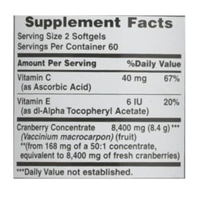 Nature's Bounty Cranberry Fruit 4200 mg, Plus Vitamin C 120 Softgels - Image 3