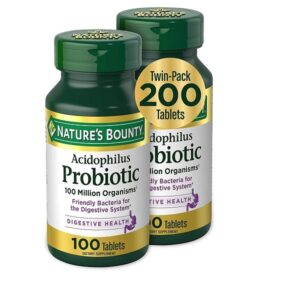 Nature's Bounty Probiotic Acidophilus, 100 Tablets, Pack of 2 (Packaging May Vary) - Image 1