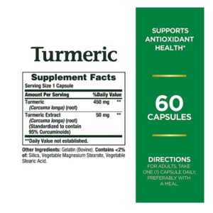 Nature's Bounty Turmeric/Curcumin, 60 Capsules, 450 Mg - Image 2