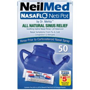 NeilMed NasaFlo Unbreakable Neti Pot with 50 Premixed Packets - Image 2
