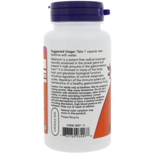Now Foods Melatonin, 10 mg, 100 Vcaps - Image 3