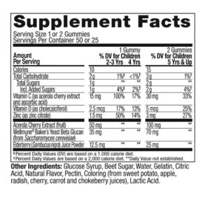 OLLY Kid's Wellmune/Acerola Cherry/Elderberry and Zinc/Cherry Berry Mighty Immunity Gummy Supplements -50 Count - Image 7
