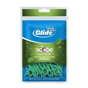 Oral B Glide Floss Picks Plus Scope Outlast - Long Lasting Mint - 75 ct - Image 1