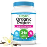 Orgain Organic Plant Based Protein Powder, Vegan, Non-GMO, Gluten Free, 1 Count, Packaging May Vary (Vanilla Bean, 2.74 Pound)